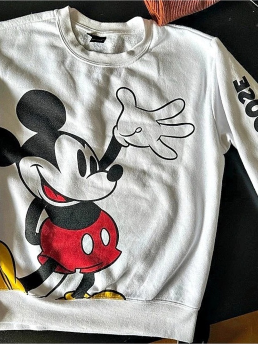 Disney Mickey Mouse Sweatshirt White & Red Medium
